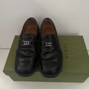 Gucci Men's Black Leather Loafers Size 39.5 EU